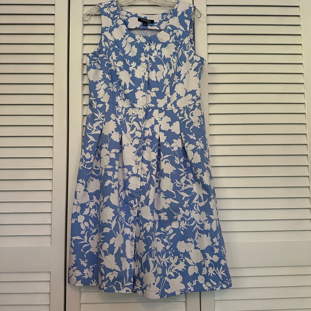 Chadwicks Blue and White Floral Dress